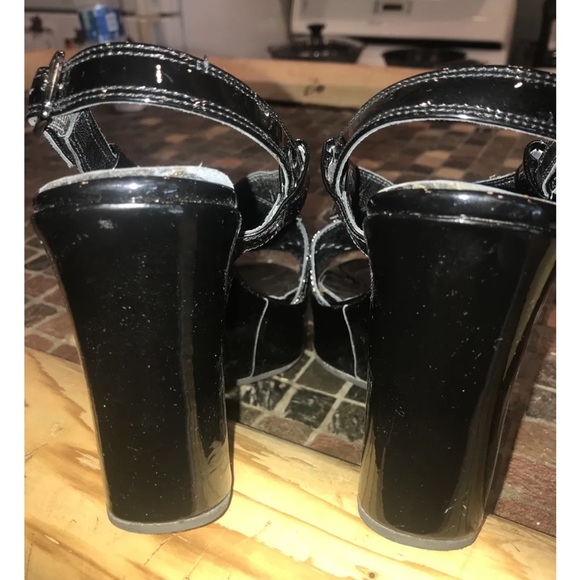 Via Spiga black shiny wedge sandals Strappy open toe ankle strap size 8.5M women - Picture 3 of 14